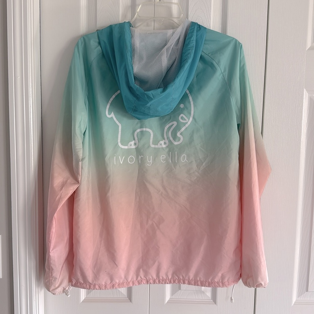 Ivory Ella Mint & Pink Ombré Gradient Hooded Windbreaker- Great Condition - S - Picture 6 of 8